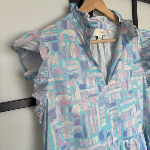 PINCH Women's Midi Dress Abstract Size Large Pockets Femenine Resort Preppy - Picture 5 of 10